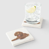 Drank onderzetter met Chocolate Labradoodle (Zijkant)