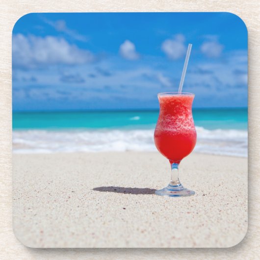Drank op het strand bier onderzetter (Voorkant)