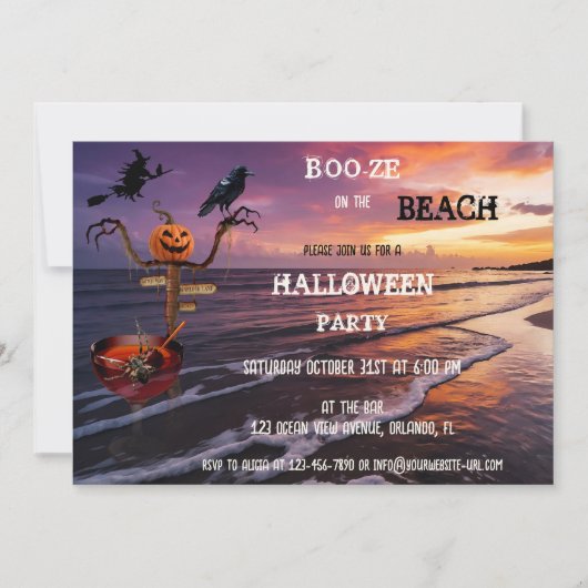Drank op het strand Halloween Cocktail Party Kaart (Voorkant)