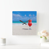 Drank op het strand vierkante klok (Huis)