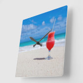 Drank op het strand vierkante klok (Hoek)