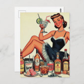  Drank Pin-up Meisje Briefkaart (Voorkant / Achterkant)