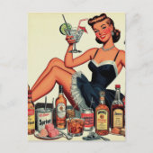  Drank Pin-up Meisje Briefkaart (Voorkant)