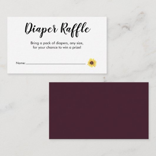 Drank Raffle Zonnebloem Informatiekaartje (Voorkant / Achterkant)