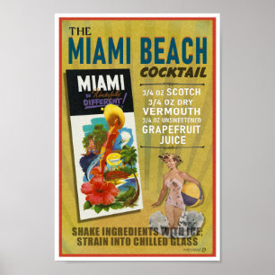 DRANK RECEPT AFDRUK VINTAGE ILLUSTRATIES POSTER