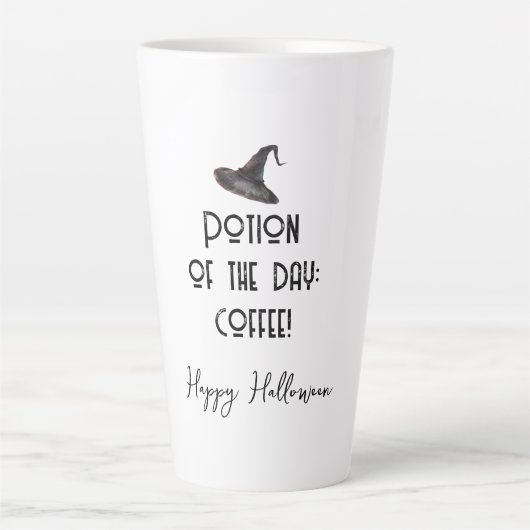 Drank van de dag Witte Halloween Latte Mok (Voorkant)