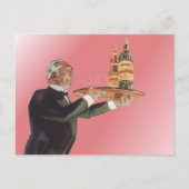 dranken, Butler Serving Wine op lade Briefkaart (Voorkant)