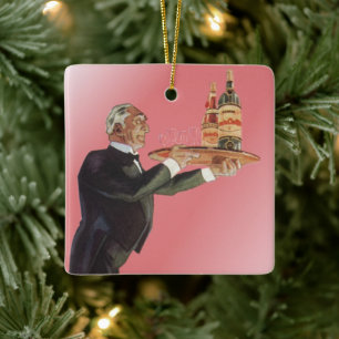  dranken, Butler Serving Wine op lade Keramisch Ornament