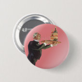  dranken, Butler Serving Wine op lade Ronde Button 5,7 Cm (Voorkant /achterkant)