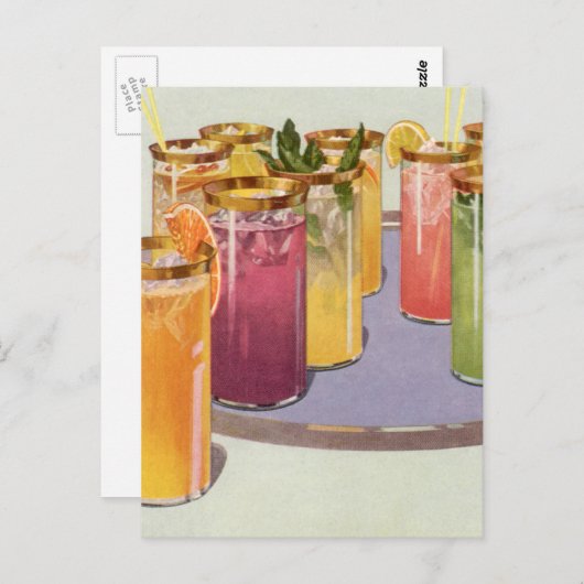 dranken, Drinken met ijsblokjes op een lade Briefkaart (Voorkant / Achterkant)