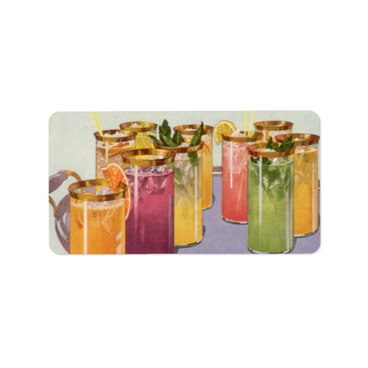 dranken, Drinken met ijsblokjes op een lade Etiket (Voorkant)