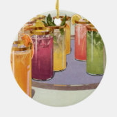 dranken, Drinken met ijsblokjes op een lade Keramisch Ornament (Achterkant)