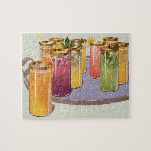 dranken, Drinken met ijsblokjes op een lade Legpuzzel (Horizontaal)