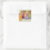  dranken, Drinken met ijsblokjes op een lade Vierkante Sticker (Tas)