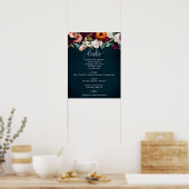 Dranken Menu bord Wijn Navy Trouw Eucalyptus Poster (Keuken)