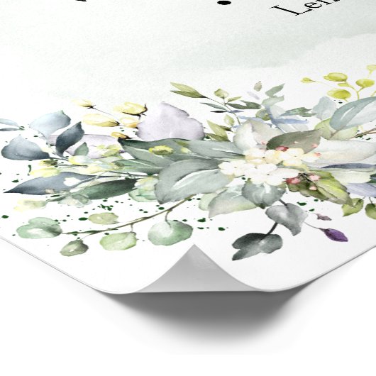 Dranken menubord bruiloft eucalyptus succulent poster (Hoek)