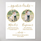 Dranken met eigen foto Gouden Huwelijksbar Poster (Voorkant)