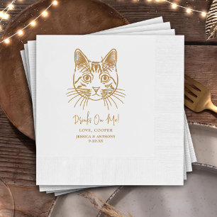 Dranken Op Mij Aangepaste Kattenhand Tekening Trou Servet