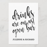 Dranken zijn op ons! Betaalbaar Huwelijksbar Bord