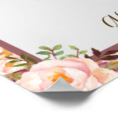 Drankenkaart Roze Bloemenframe Bruids Huwelijksbor Poster (Hoek)