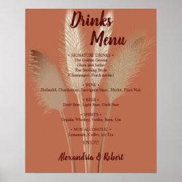 Drankenmenu Pampasgras Bruids Huwelijk Bord Poster