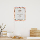 Drankenmenu Roze Bloem Frame Bruids Huwelijk Bord Poster (Keuken)