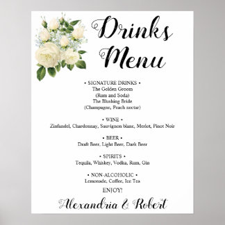 Drankenmenu | Trouwbord Poster