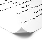 Drankenmenu Trouwdag Zwart Wit Poster (Hoek)