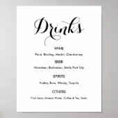 Drankenmenu Trouwfeest Zwart Wit Poster (Voorkant)