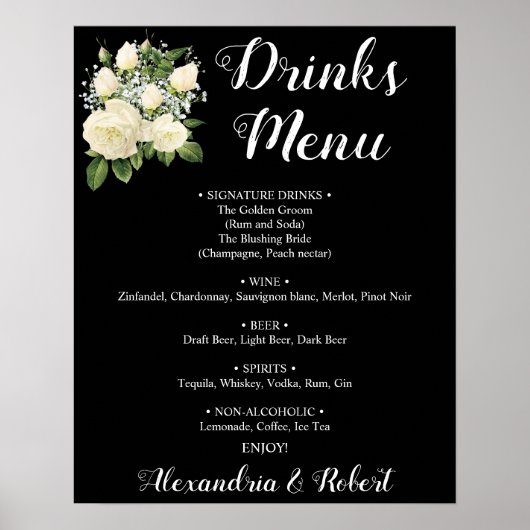 Drankenmenu | Trouwkaart Poster (Voorkant)