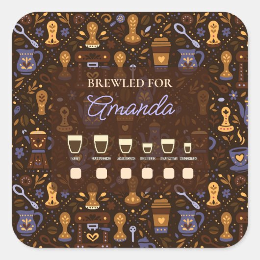 Drankenselectie cup sticker — folk koffie badge (Voorkant)