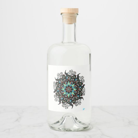 Drankfles Etiket van het voedsel label mandala (Voorkant)