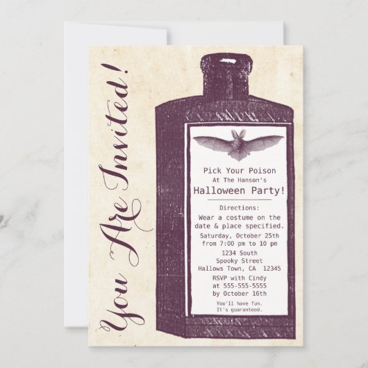 drankfles Halloween Invitation Kaart (Voorkant)