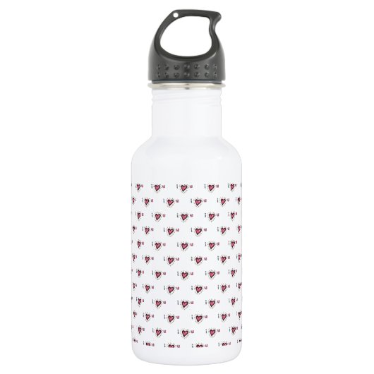 Drankfles, Schattig ik Hou van jou, Doodlepatroon Waterfles (Voorkant)