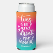 Drankje in mijn hand Mooie tekst ontwerp Gradiënt Seltzer Blikjeskoeler (Seltzer Achterkant)