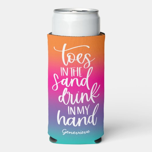 Drankje in mijn hand Mooie tekst ontwerp Gradiënt Seltzer Blikjeskoeler (Seltzer Voorkant)