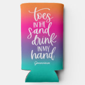 Drankje in mijn hand Mooie tekst ontwerp Gradiënt Seltzer Blikjeskoeler (Achterkant)