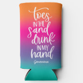 Drankje in mijn hand Mooie tekst ontwerp Gradiënt Seltzer Blikjeskoeler (Voorkant)