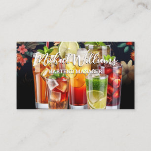 Drankjes assorti Mix   Bloemige achtergrond Visitekaartje