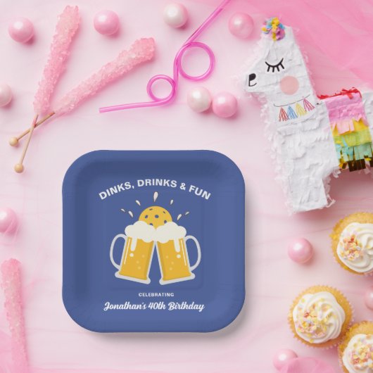 Drankjes & Drinken Bier Mokken juichen Pickleball Papieren Bordje (Feest)