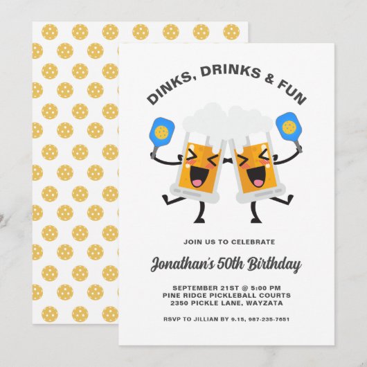 Drankjes & Drinken Bier Mokken Pickleball Verjaard Kaart (Voorkant / Achterkant)