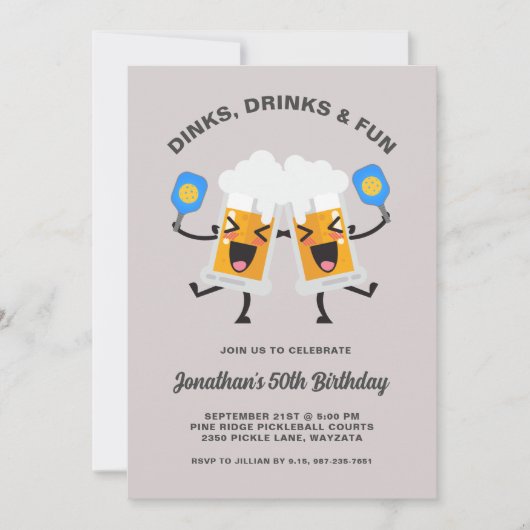 Drankjes & Drinken Bier Mokken Pickleball Verjaard Kaart (Voorkant)