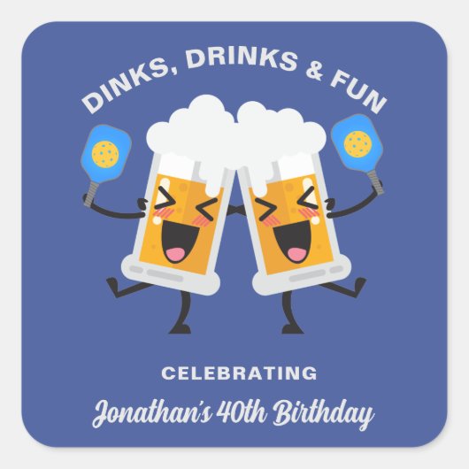 Drankjes & Drinken Cartoon Bier Mokken Custom Pick Vierkante Sticker (Voorkant)