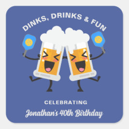 Drankjes & Drinken Cartoon Bier Mokken Custom Pick Vierkante Sticker