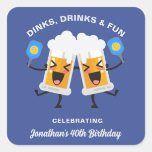 Drankjes & Drinken Cartoon Bier Mokken Custom Pick Vierkante Sticker