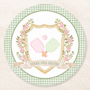 Drankjes en Drinken   Preppy Pickle Ball Ronde Kartonnen Onderzetter