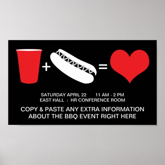drankjes + hotdogs = liefde poster (Voorkant)