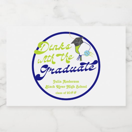 Drankjes met Afstuderen Groen Pickleball Afstudere Sparkling Wijnetiket (Enkel label)