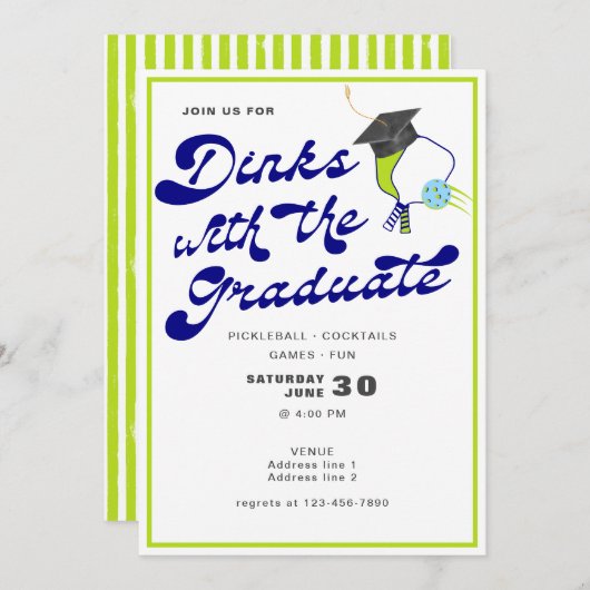 Drankjes met het Afstuderen Pickleball Afstuderen Kaart (Voorkant / Achterkant)