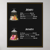 Drankjes op het fastfoodmenu | Zoete desserts Cute Poster (Voorkant)